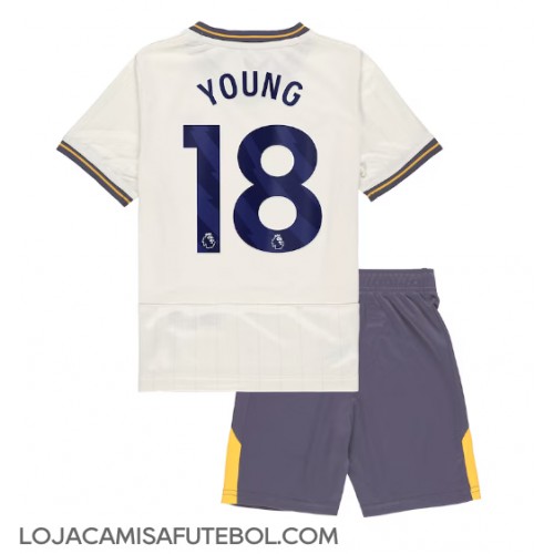 Camisa de Futebol Everton Ashley Young #18 Equipamento Alternativo Infantil 2024-25 Manga Curta (+ Calças curtas)